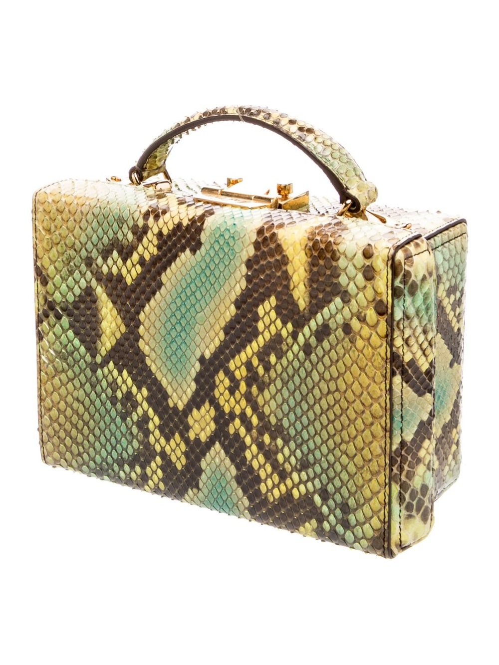 Mark Cross Green Python Small Grace Box Bag